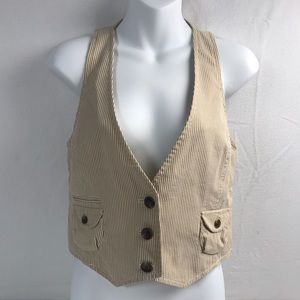 J Crew Striped Vest Button Front Women's Size M